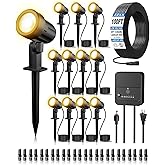 ZZXX All-in-One Low Voltage Landscape Lighting Kit, 12-Pack LED Landscape Lights with Transformer 100FT Wire and Connectors, 2700K Waterproof Landscape Spot Lights for Garden Yard House Tree