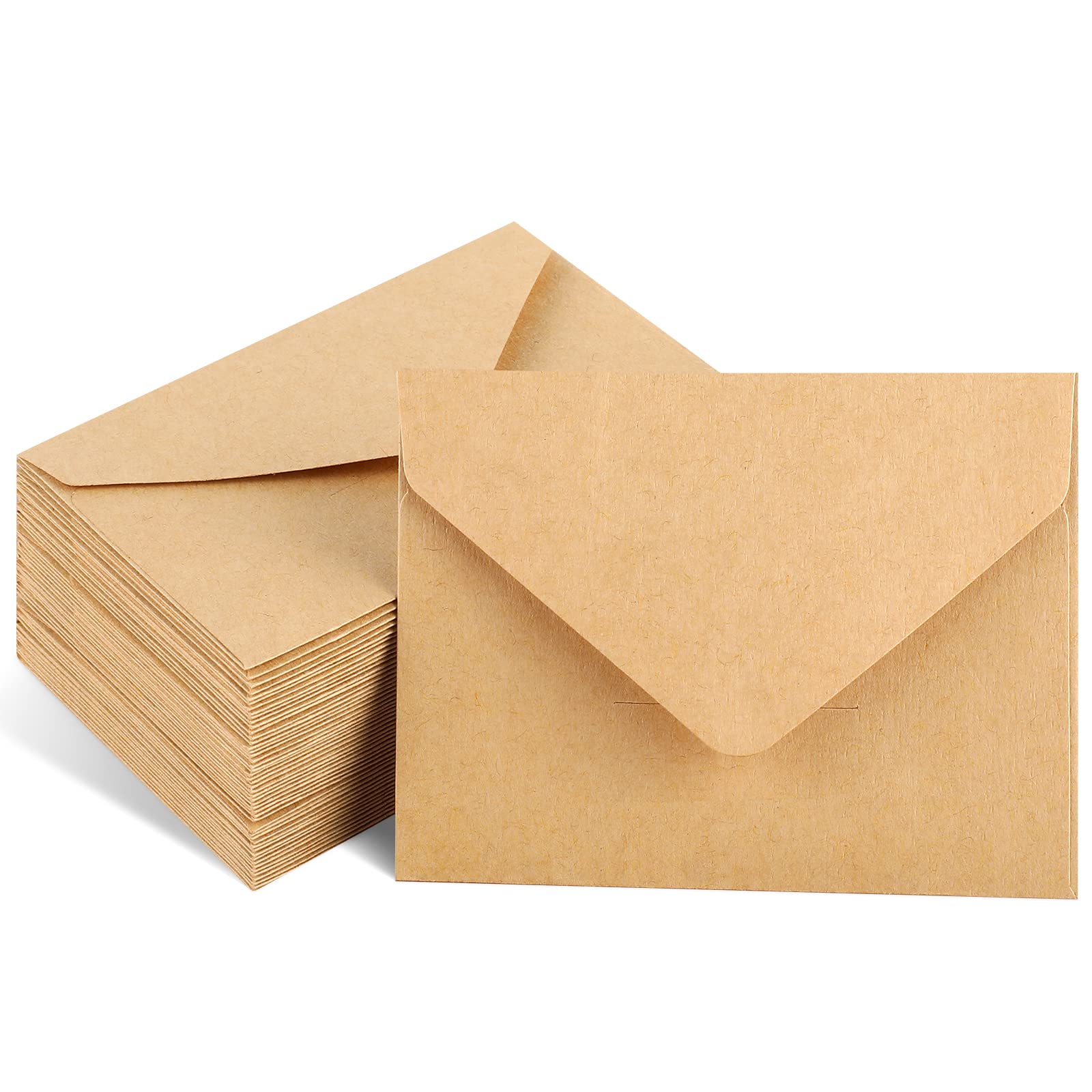 100 Pack Brown Kraft Mini Envelopes 4"x2.75" - Small Gift Card Envelopes for Weddings, Baby Showers, Thank You Notes, RSVP Cards, Photos and Any