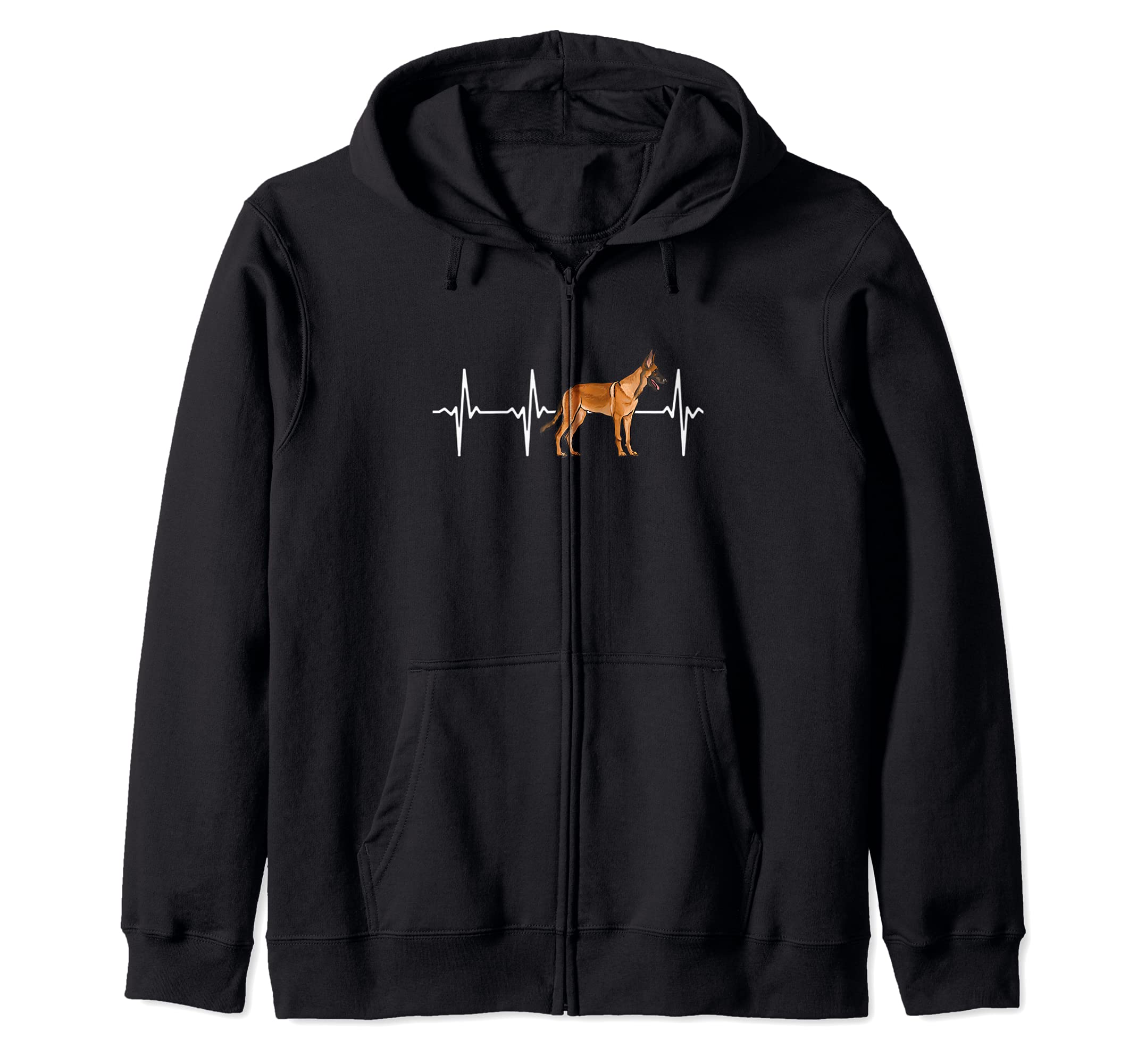 Belgian Malinoi Heartbeat Love My Dog Zip Hoodie