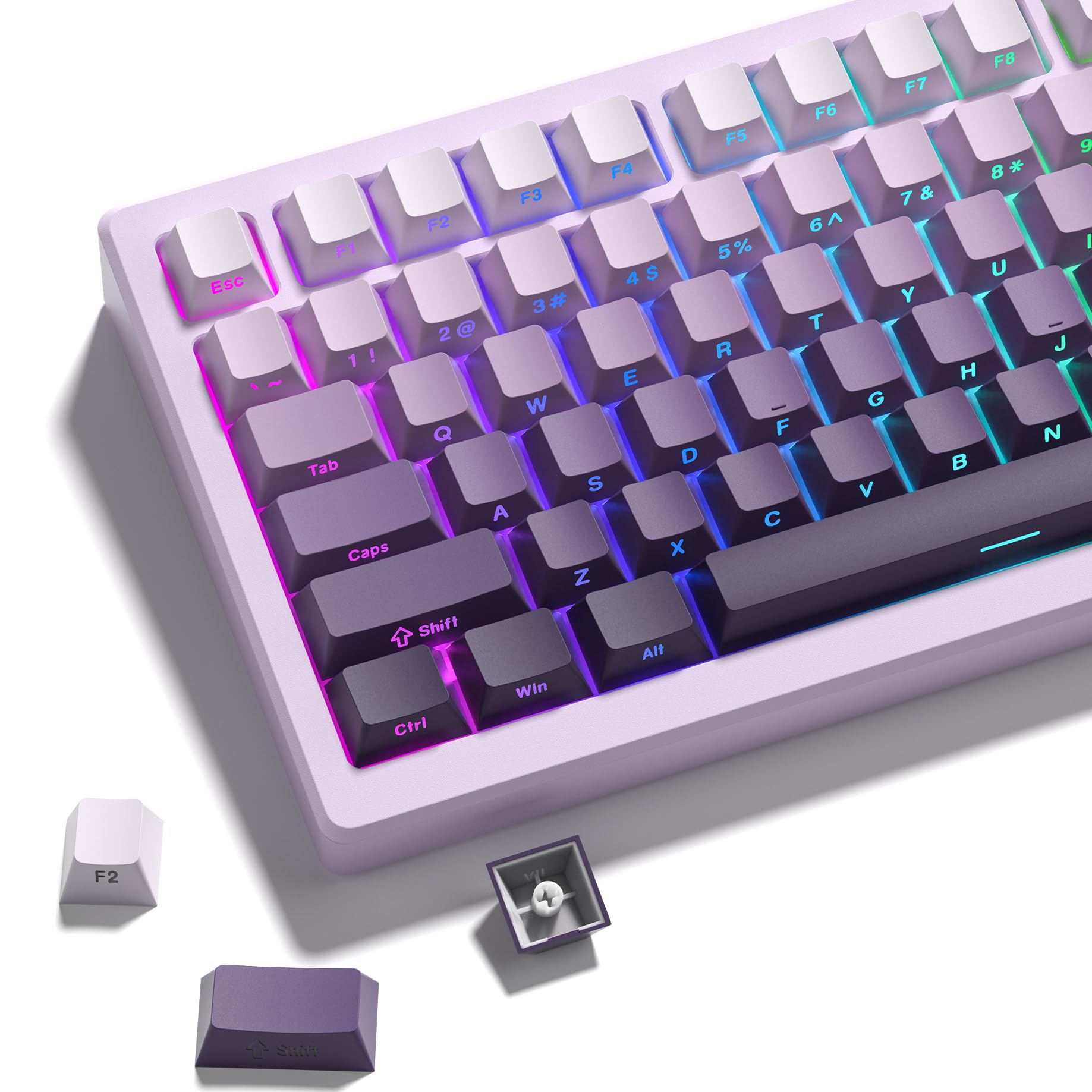 Mua Shine Through keycap set, Double Shot PBT key cap,Gradient purple