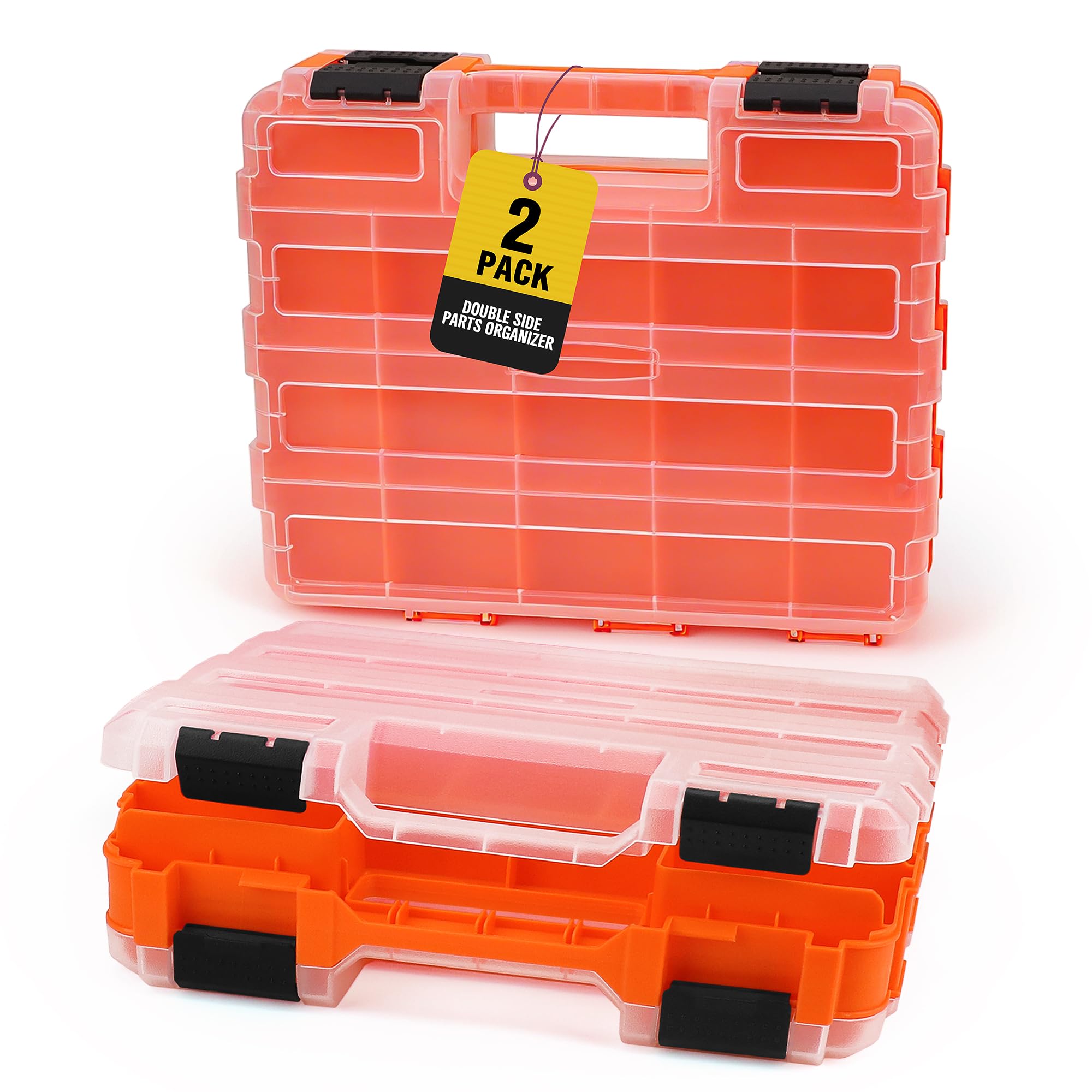 Photo 1 of HORUSDY 2-Pack Double Side Parts Organizers, 34-Compartments Tool Box with Removable Dividers, Small Hardware Storage Case for Screws, Bolts, Nuts, Nails, DIY, Crafts, Fishing Gear & Small PartsLPNPMFW1522580