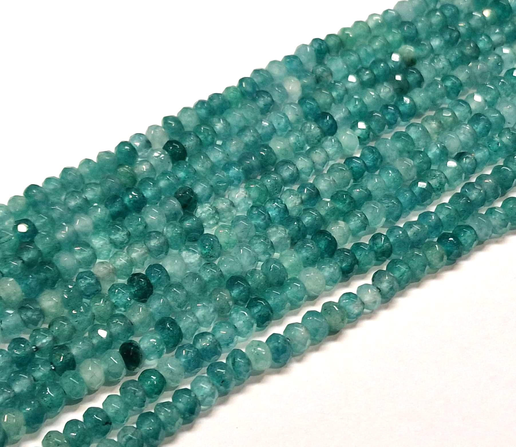 Perlin Gemstone Beads Agate Stone 4 mm Zircon Blue Pack of 30 Faceted Rondelle Gemstones Semi-Precious Stone Jewellery Beads Gemstone G189