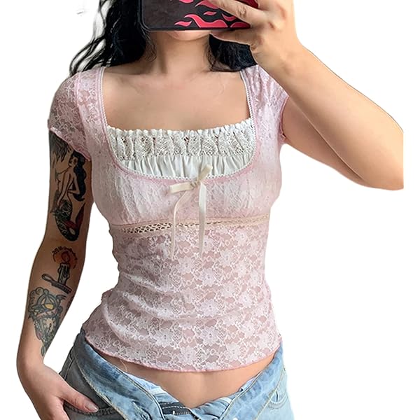 【新品】2WAY PATCHWORK LACE ZIP TOP AMERI JUUYY Western Shirts for Women Plus Size Vintage Boho Floral