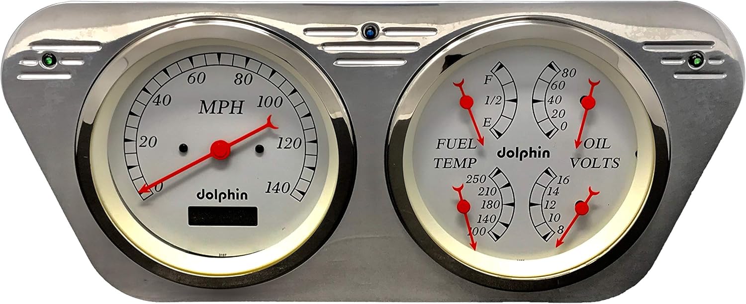 Dolphin Gauges Compatible with 1953 1954 1955 Ford Truck 5" Quad Style Programmable Gauge Dash Panel Insert White