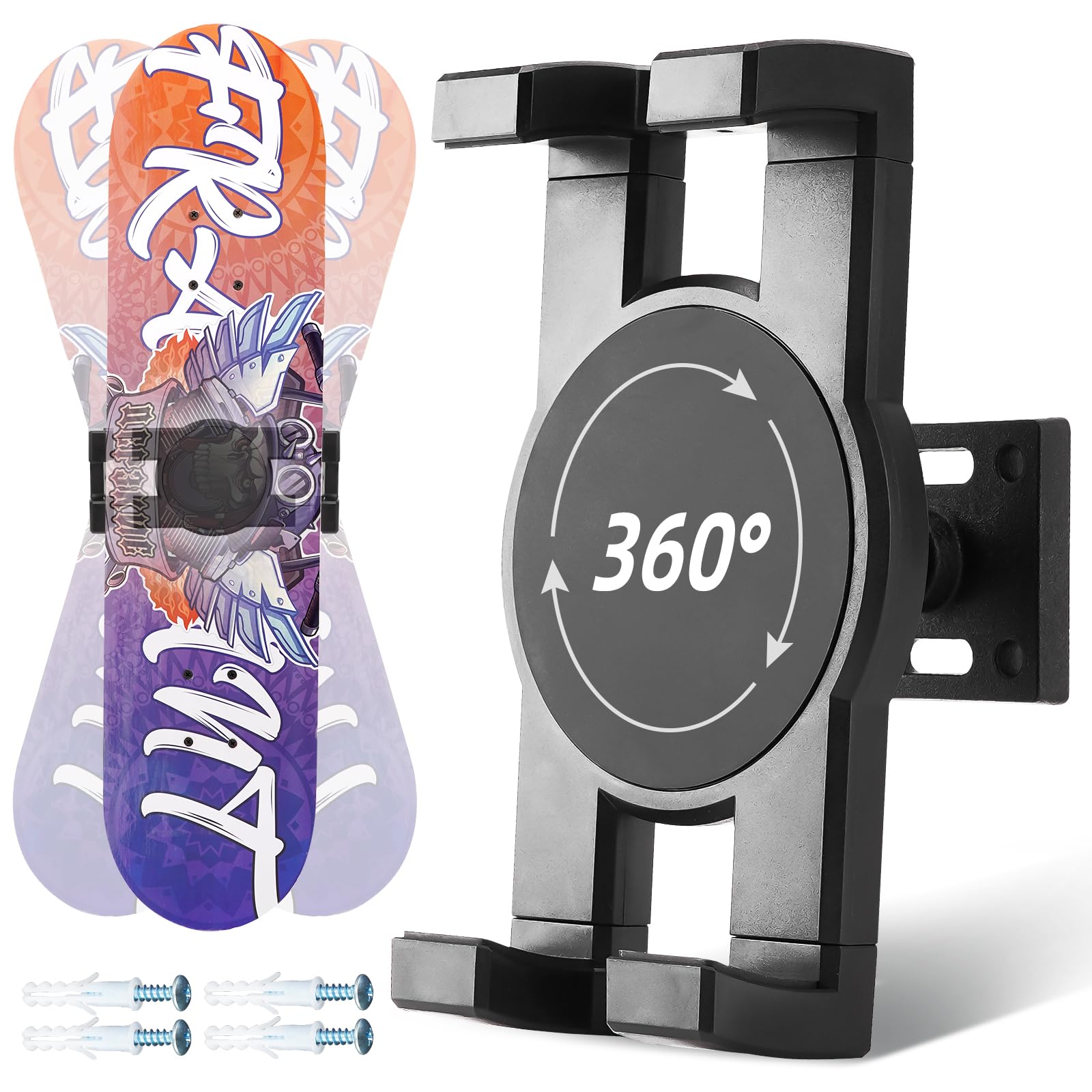 YIBEICO Skateboard Decks Wall Mount 360° Rotating