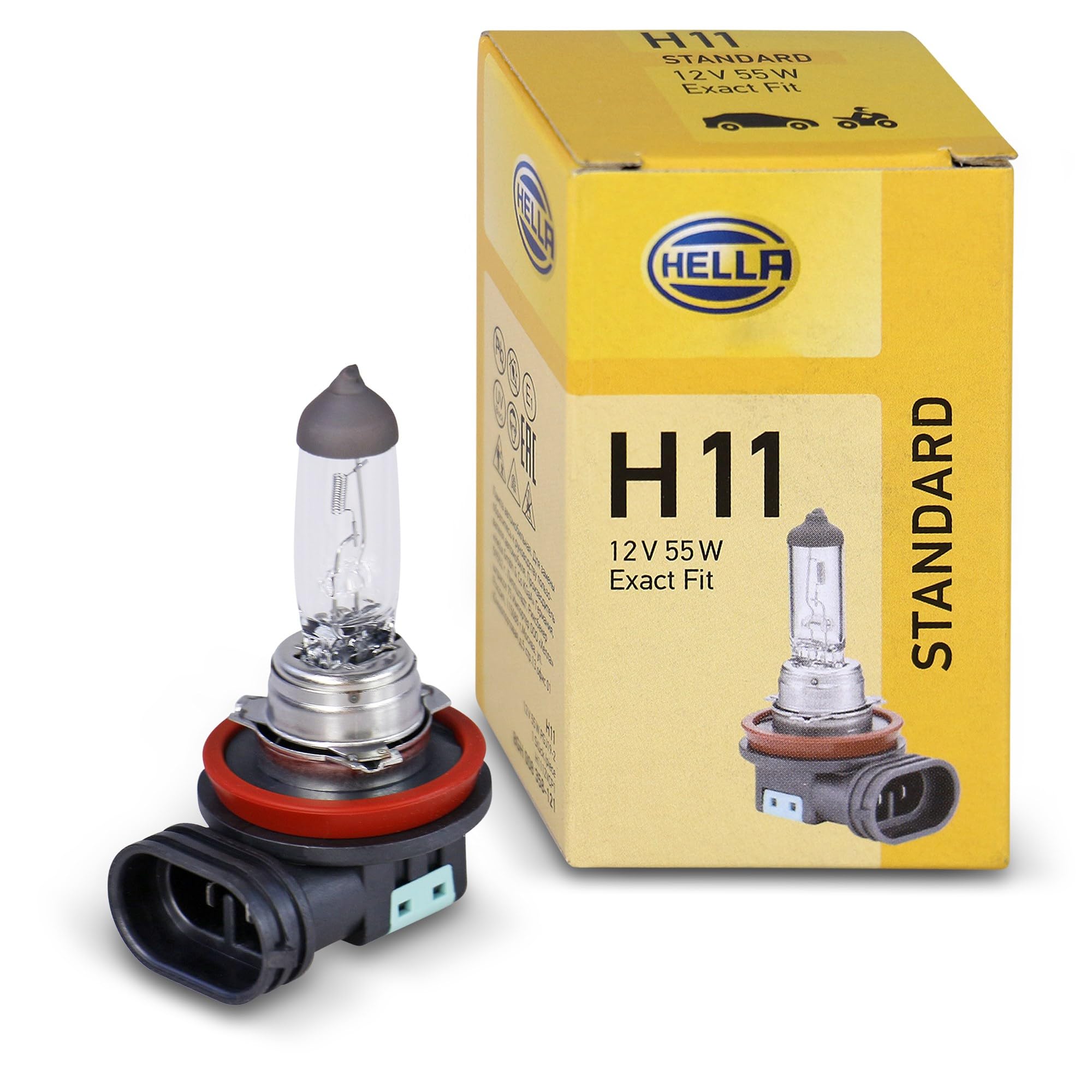 HELLA 8GH 008 358-121 Bulb - H11 - Standard - 12V - 55W - Socket Type: PGJ19-2 - Box - Quantity: 1