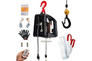 SENOTOYAR Electric Hoist Winch,1100lbs Electric Hoist 110 Volt 1500W Portable Electric Winch with Remote Control Wireless/Manual,Chain Hoist Overload Protection 25ft Lifting Height for Towing&Pure Copper Motor