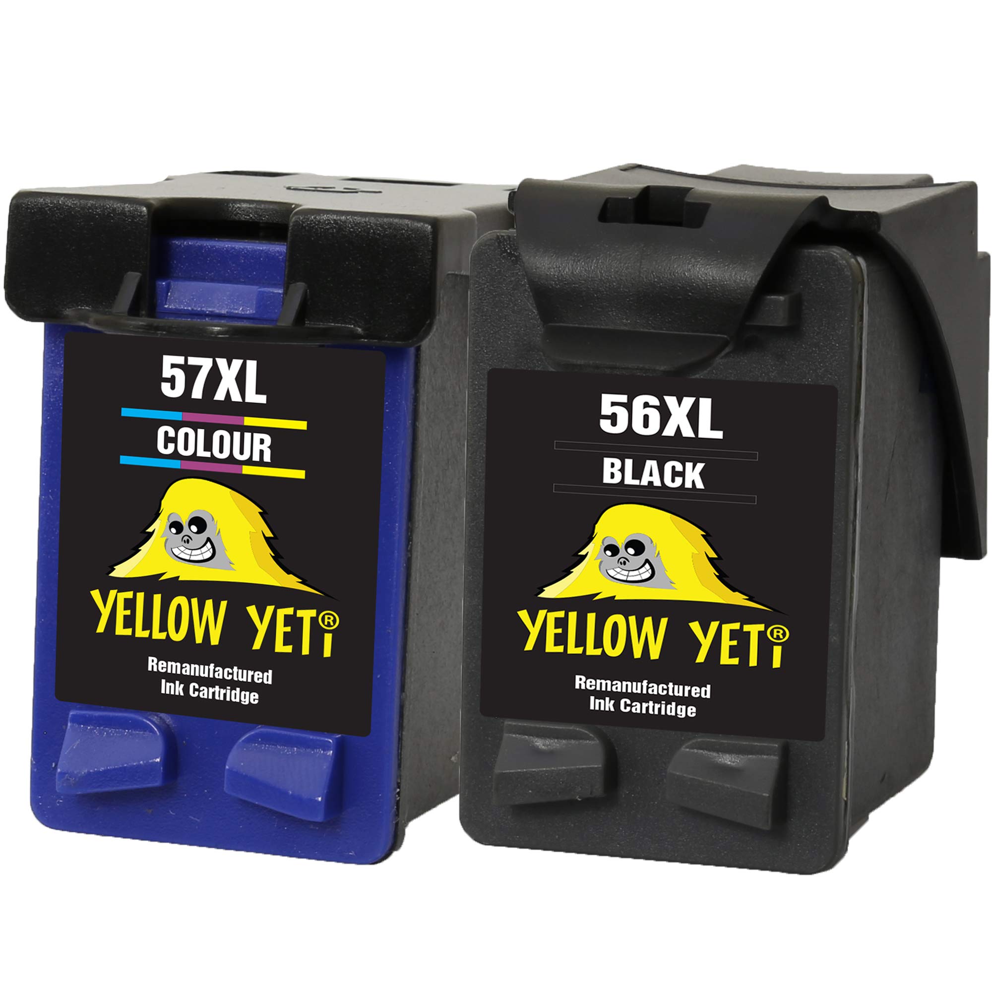 YELLOW YETI Remanufactured 56 57 Ink Cartridges (Black, Colour) for HP Deskjet 450 450CBi 5150 5550 9680 Officejet 4212 4215 5610 6110 Photosmart 7260 7350 7450 7660 7762 7960 PSC 1210 1215 1315 2110