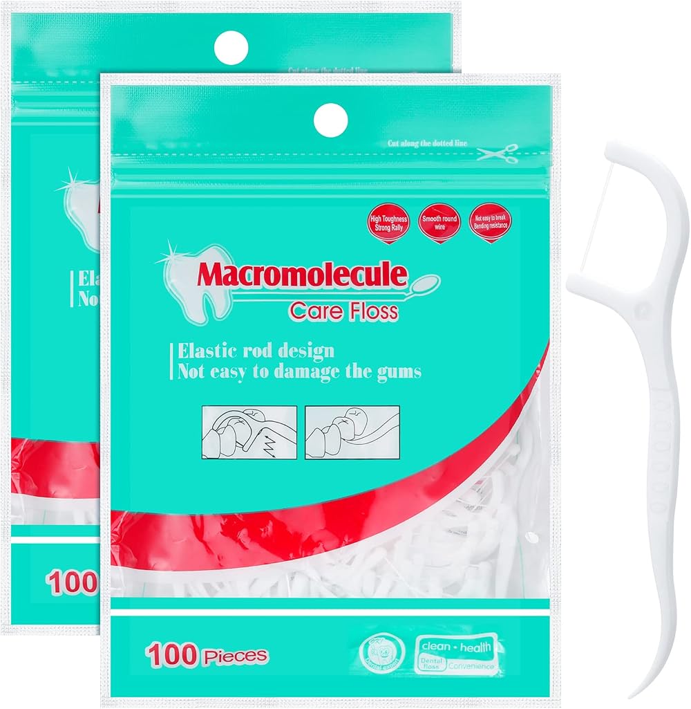 Smilcloud 200 Pcs Dental Floss Stick Teeth Picks Interdental Cleaners