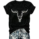 Retro Western Cowboy Shirt for Women's V-Neck Graphic Shirt Country Concert T-Shirt Summer Short-Sleeved Tees Tops
