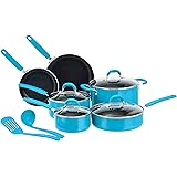 Amazon Basics Aluminum NS 12pc Turquoise cookware set, 12 piece