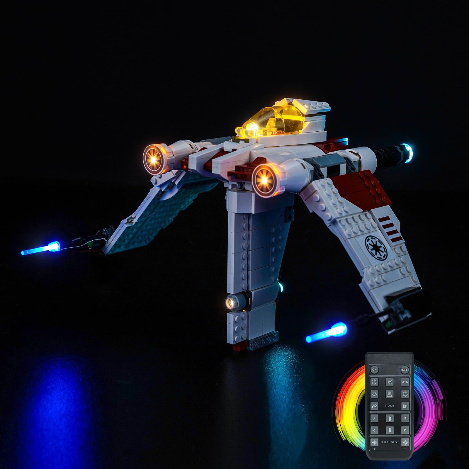 Remote Control Led Light Set Compatible with Lego V-19 Torrent Starfighter 75432 (No Model), Decoration Lighting Set Compatible with Lego V-19 Torrent Starfighter Creative Toys