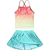Girls Tankini Swimsuit Mermaid Bathing Suits Criss-Cross Strap Adjustable Summer Beach Two Piece Swimwear Size 4-12