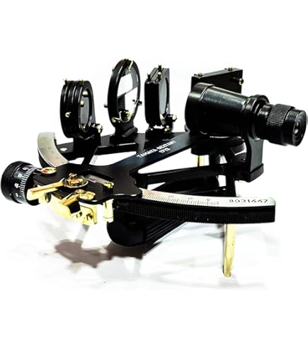 Sextant Nautique Ancien En Laiton - Modèle 8 Pouces Avec Boîte En Bois - Instrument Marine Militaire Vintage Reproduction