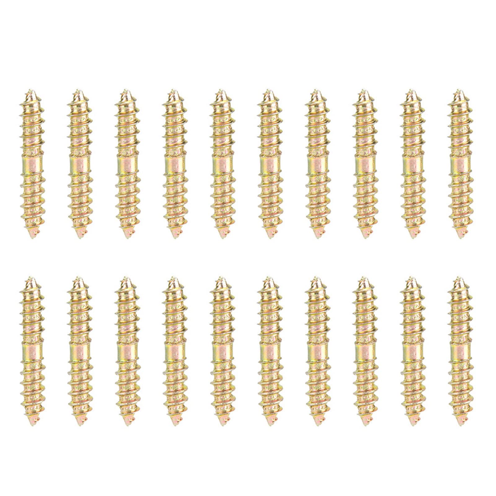 Hyuduo 20pcs 5x30mm Dowel Screw, Iron, Zinc Plated, Double Ended, Self-Tapping, Wood to Wood Connecting Screw