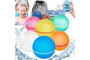 FLEXYONY 6Pcs Reusable Water Balloons Refillable Water Balloons Quick Fill Self-Sealing Soft Silicone Water Bombs Splash Balls for Fun Outdoor Water Fight Games Toys Summer Pool Beach Toys for Kids ages 3+