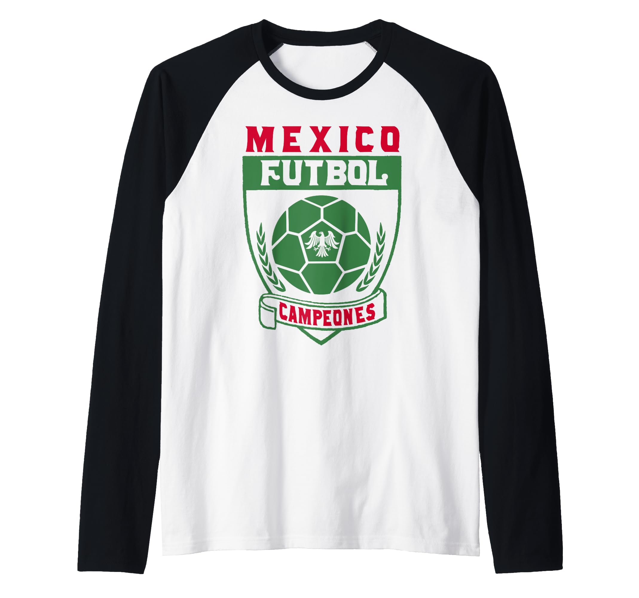 Mexico Futbol Campeones Seal Raglan Baseball Tee