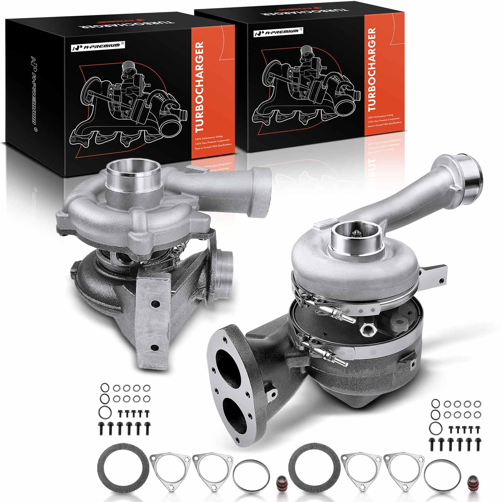 Photo 1 of *** PARTIAL SET - ONLY INCLUDES ONE *** A-Premium 2pcs Complete Turbo Turbocharger Kit, with Gasket, Compatible with Ford F-250/F-350/F-450/F-550 Super Duty, 2008 2009 2010, 6.4L Diesel, High & Low Pressure