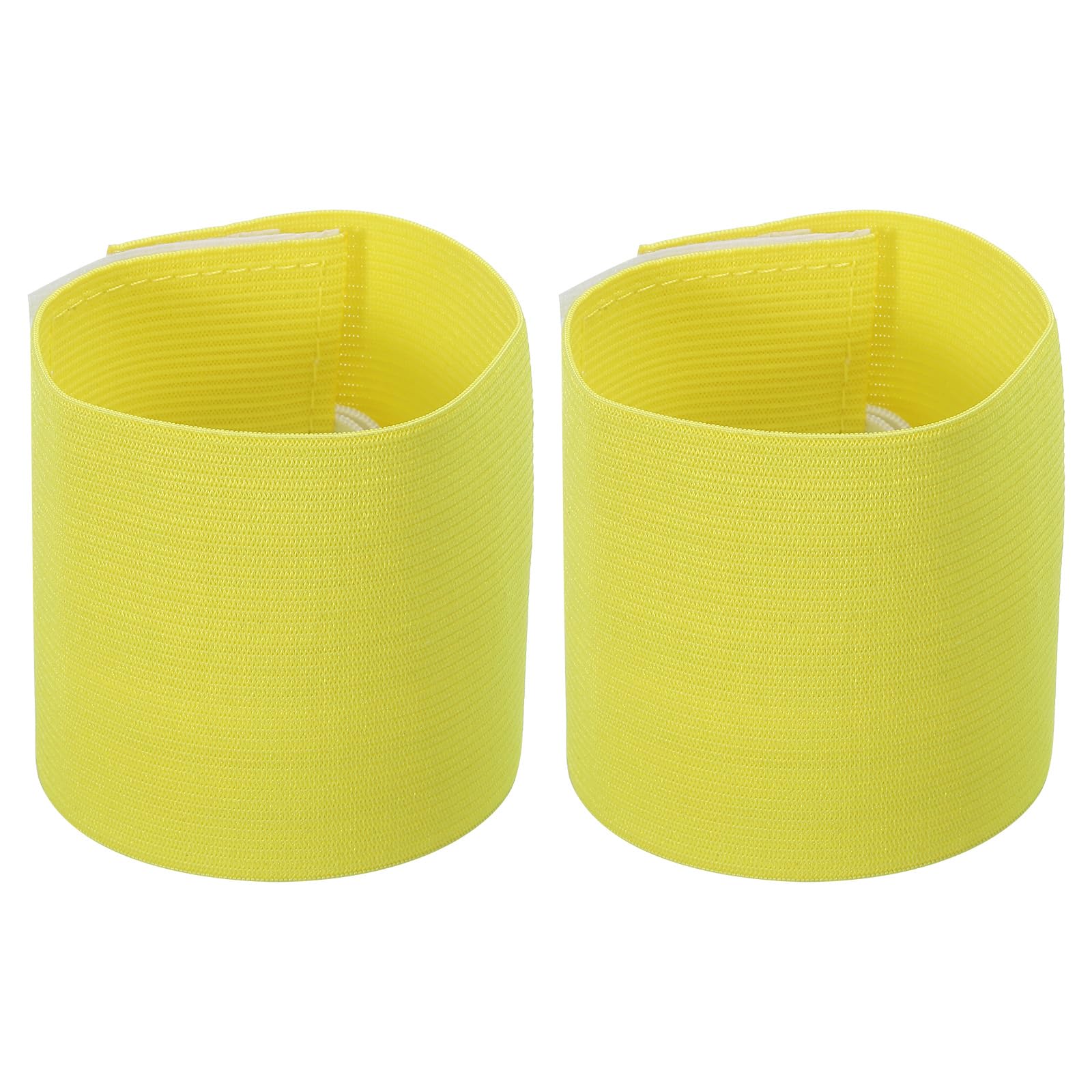PATIKIL 9.4x2.5 Soccer Captain C Armband, 2 Pack Nylon Unisex Elastic Arm Band Adjustable for Youth Adult Team Training, Yellow