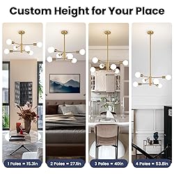 RUIYEY Modern Sputnik Chandeliers Light, 6-Light