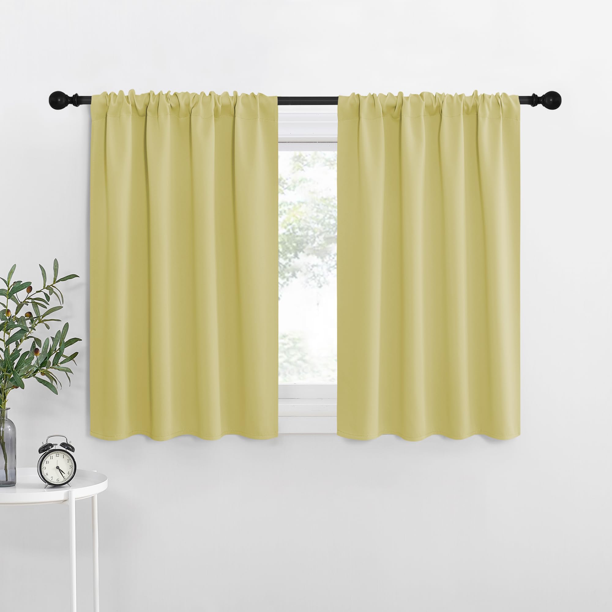 NICETOWN RV Blackout Curtains for Camper Windows, Paler Yellow, 29" Wide by 40" Long, 2 PCs, Short Blackout Curtains & Drapes, Thermal Insulated Blackout Curtain Panels for Kids Room, Play Room