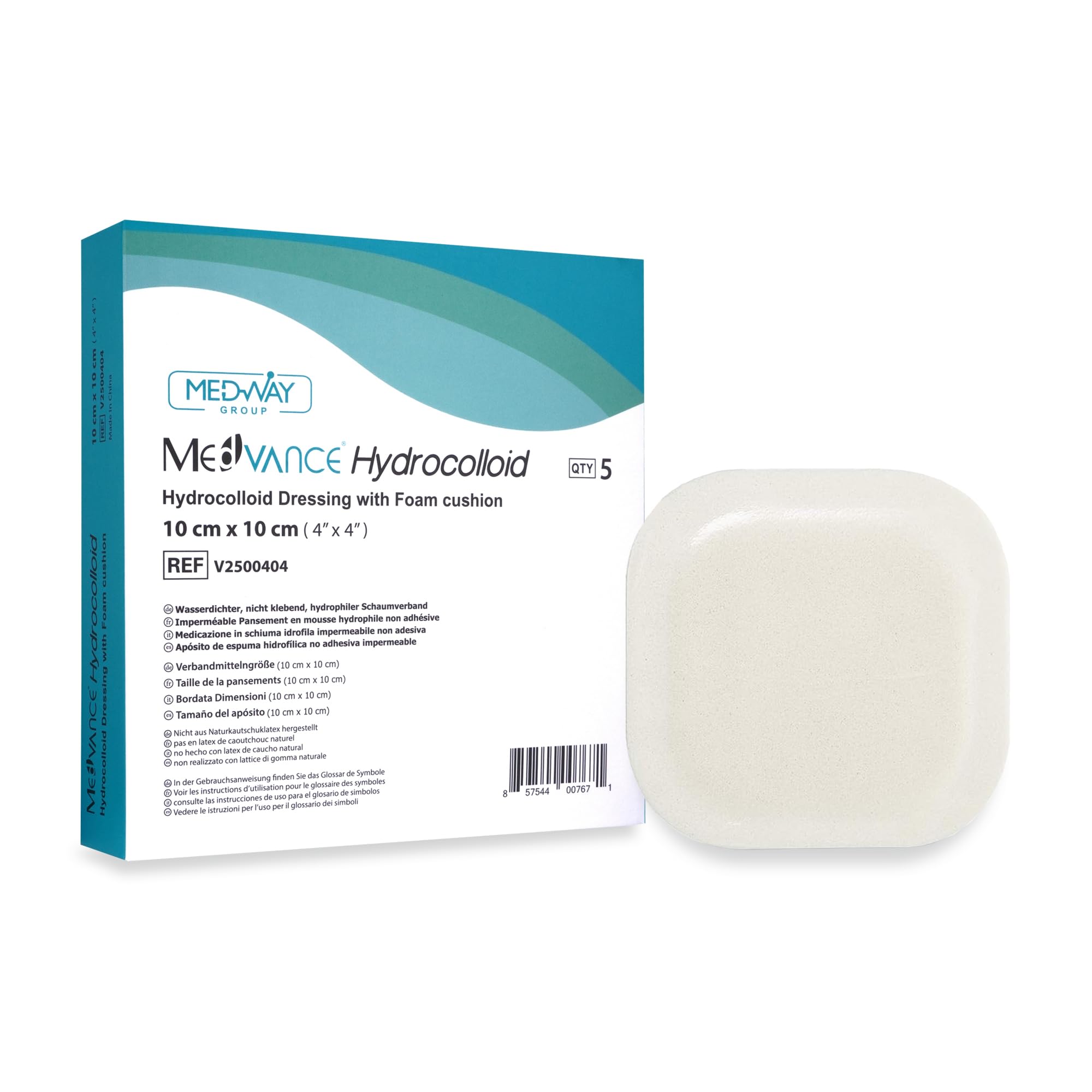 MedVance TM Hydrocolloid – Bordered Hydrocolloid Adhesive Dressing with Foam Cushion 4"X 4" Box of 5 dressings
