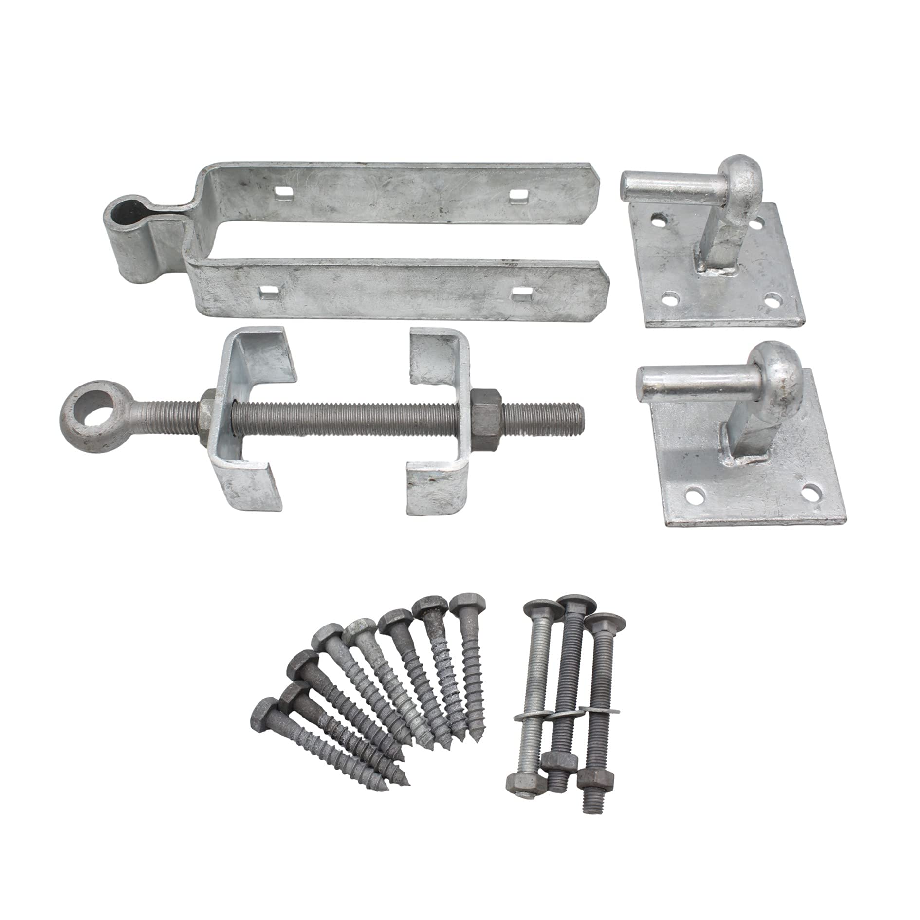 Field Gate Hinge Set Double Strap Adjustable Hook On Plate Pattern | Hot Dip Galvanised | 12 Inch / 300mm