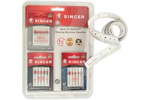 Singer Best of Sewing Machine Needles Set, Universal, Ball Point and Denim Needles with Maker Susan Measure Tape for Body Fabric Sewing Tailor Cloth Knitting Vinyl Home Craft Measurements
