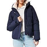 Wyeysyt Women's Cropped Puffer Jacket Winter Coat Fur Lined Quilted Jacket with Removable Hood