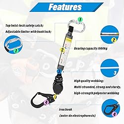 6 Foot Retractable Safety Lanyard, 6 ft Retractable