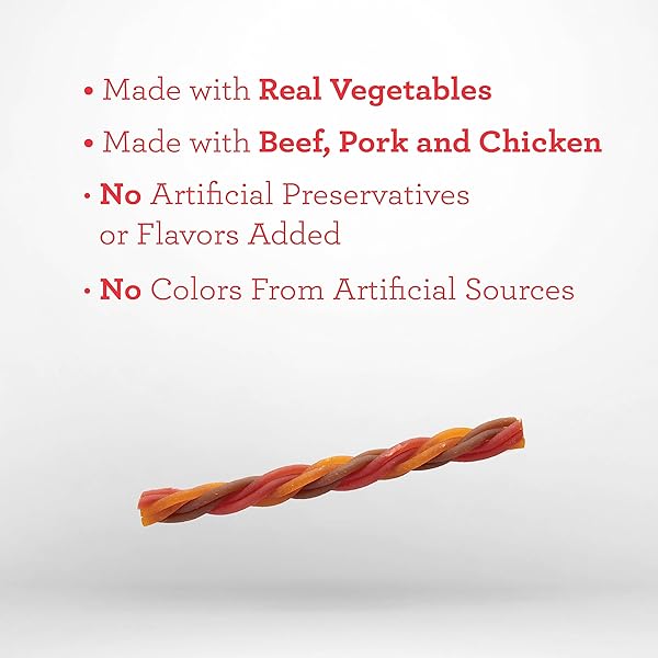 DREAMBONE TRIPLE FLAVOR TWISTIES, 25 COUNT, RAWHIDE-FREE DOG CHEWS MADE WITH REAL BEEF, PORK & CHICKEN, 7.05 OUNCE (PACK OF 1)