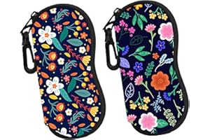 Ruhuayoupin Glass Case Soft Sunglass Case 2 Pack Eyeglass Case With Hook Sunglass Organizer For Women Neopener Glasses Holder