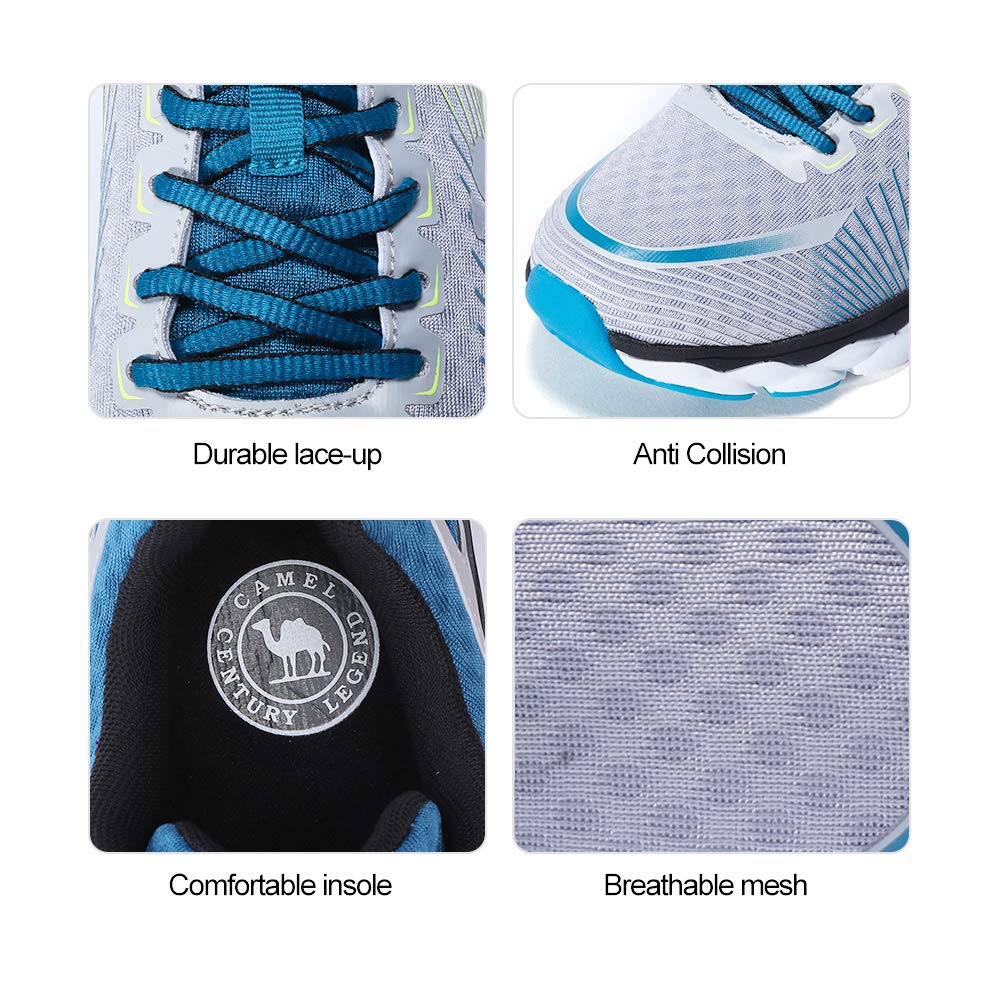Camel Men’s Running Sneakers Lace-up Lightweight Breathable Mesh Trail Athletic Sport Shoes(Grey/Blue 7)