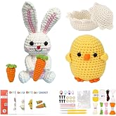wokdsbl Crochet Kit for Beginners with Upgraded Premium Custom Yarn and Step-by-Step Video Tutorials, Ideal DIY Craft Gift, Crochet Animal Kits for Easter Egg Fillers (Bunny &amp; Chick)