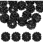 PATIKIL 14mm Resin Rhinestone Beads for Beadable Pen, 20 Pack Ball Disco Sparkly Chunk Round Focal Bubblegum Beads for Jewelry Making Craft Necklace Chain Bracelets DIY, Black