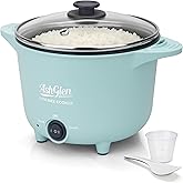 AshGlen Small Rice Cooker 2-Cup uncooked/ 4-Cup Cooked, Mini Hot Pot Electric, Mini Electric Pot, Ceramic Rice Cooker, Small Rice Steamer, Noodle &amp; Oatmeal Cooker, Dual Modes, Single Serve, Aqua