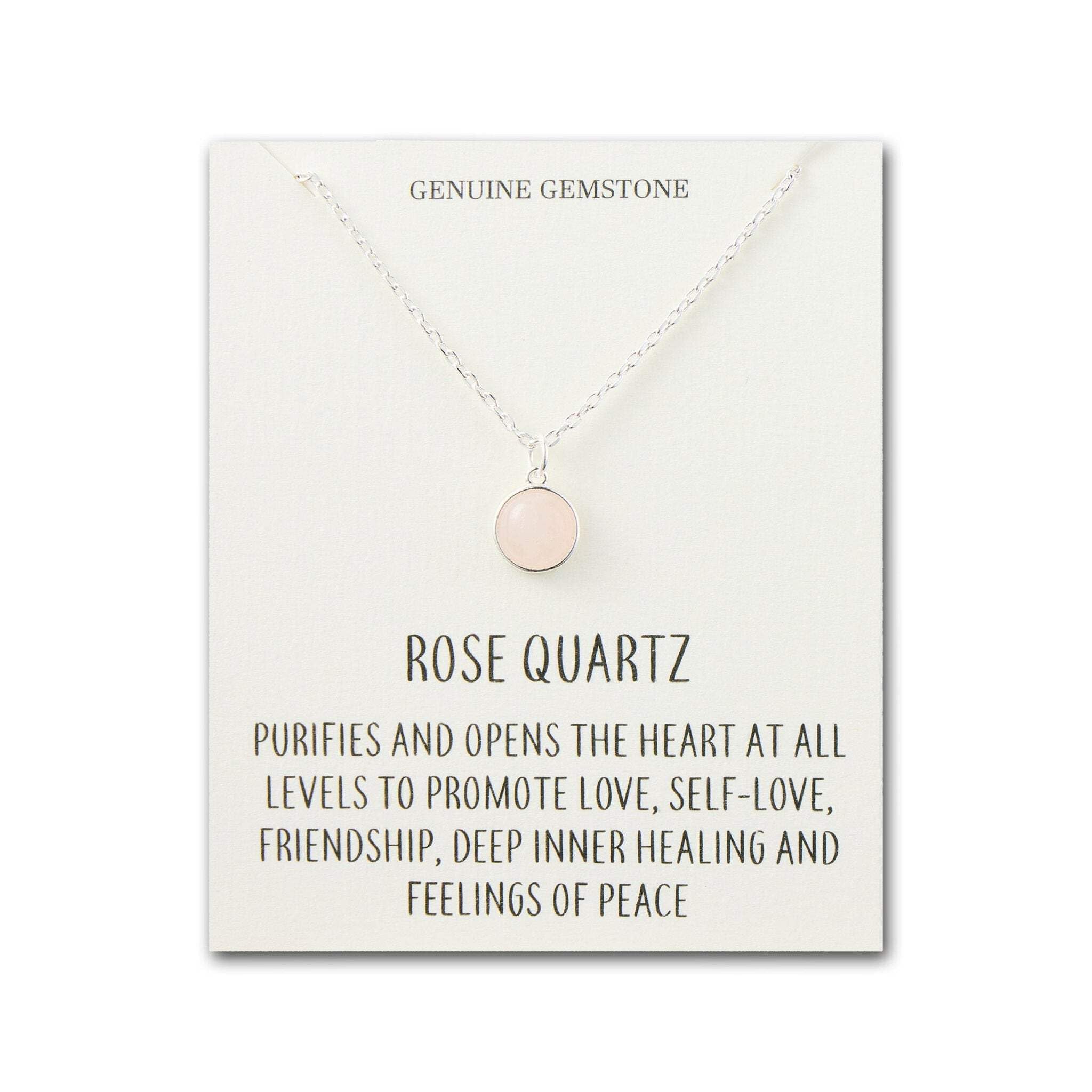 Philip Jones Rose Quartz Necklace with Quote Card