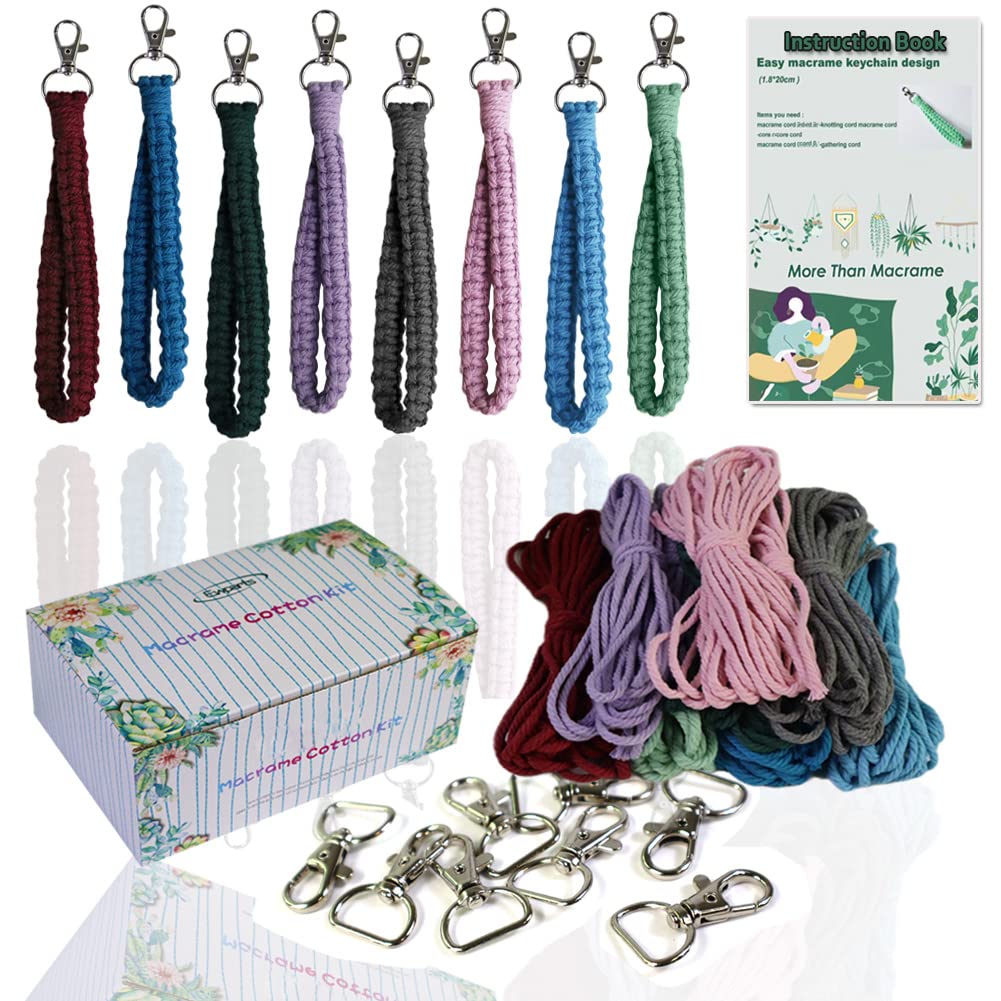 Photo 1 of Adult DIY Craft Keychain Making Kit Boho Macrame Keychain Kit Includes Key Rings Precut Macrame Cord Instructions to Make Cute Keychains and Lanyards Kids Crafts Projects Kits Macrame Beginners