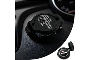EPOCHHIKE Push Start Button Cover, Engine Start Stop Button Cover, Touch Button Protector Cover, Child Proof Safety for Computer PC Desktop, Car Interior Decor (Skull American Flag-Black)