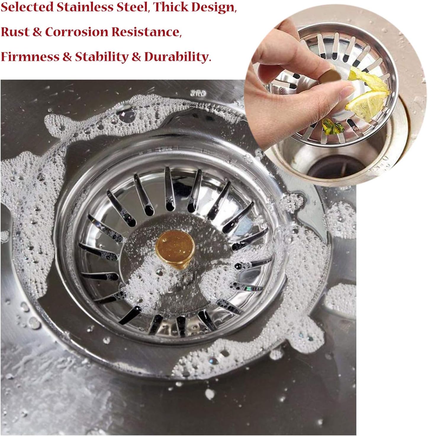 6 Pieces Kitchen Sink Strainer Basket Plug Replacement Kitchen Sink