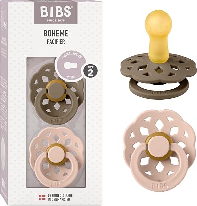 BIBS Boheme 2-Pack Pacifier Dark Oak/Blush Size 2 Danish Made NRL