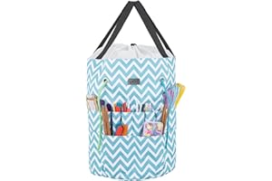 JJRING Crochet Bag, Knitting Bag Yarn Storage with 6 Oversized Grommets, Portable Yarn Organizer for Crochet Accessories and Supplies, Green