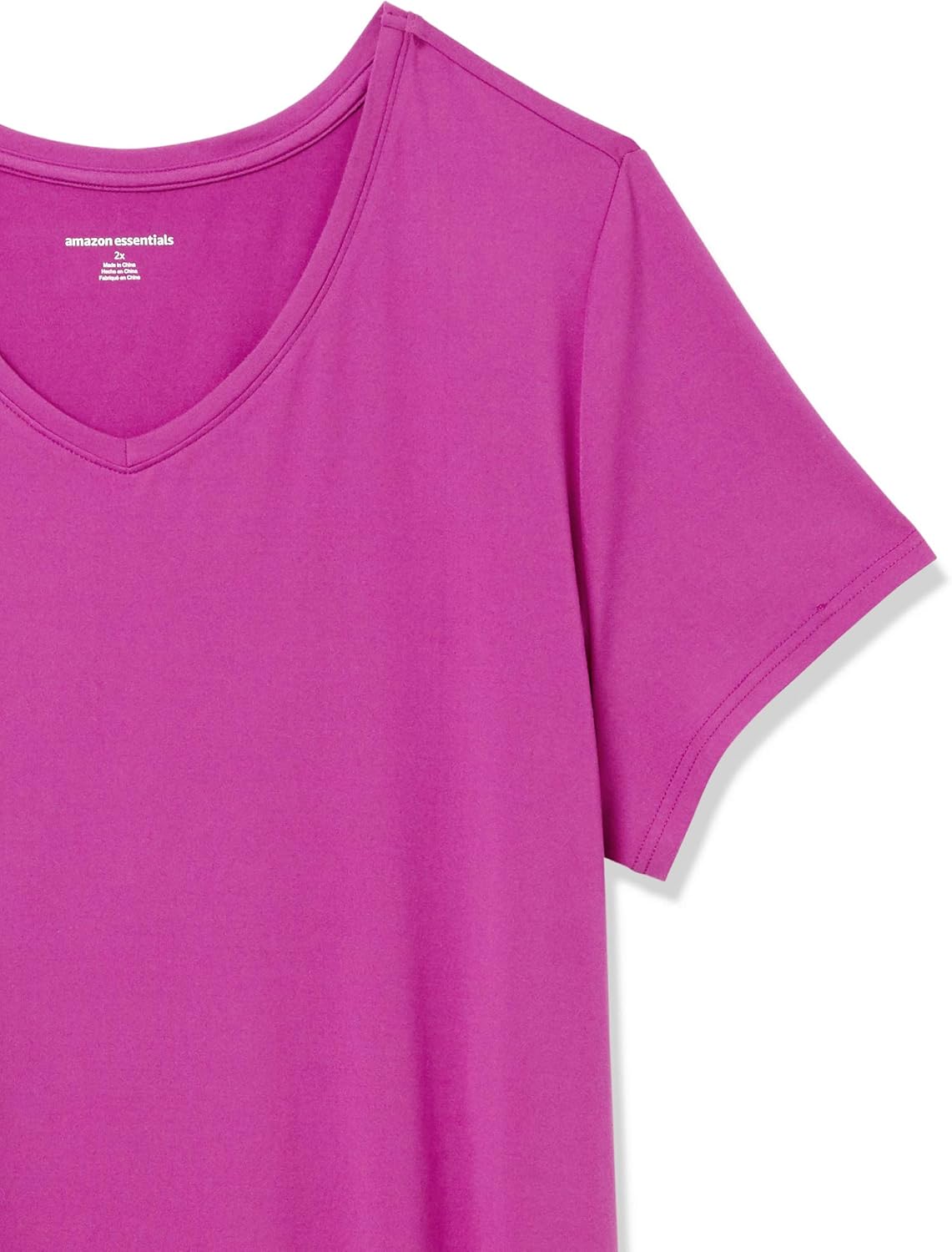  Essentials Women's Plus Size Tech Stretch Short Sleeve V-Neck T-Shirt: Clothing
