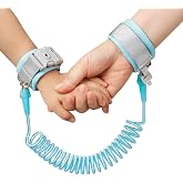 PandaEar Anti Lost Wrist Link, Toddler Kids Safety Wristband Leash, Blue | Adjustable Wristband, Key Lock Design, Retractable 4.5ft Cord, 360&deg; Swivel, Child Safety Leash for Travel &amp; Crowded Places