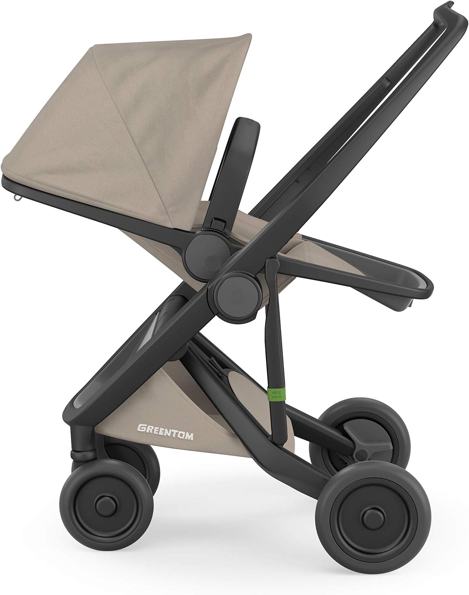 Greentom Reversible Baby Stroller Lightweight Travel System (Black Frame, Sand)