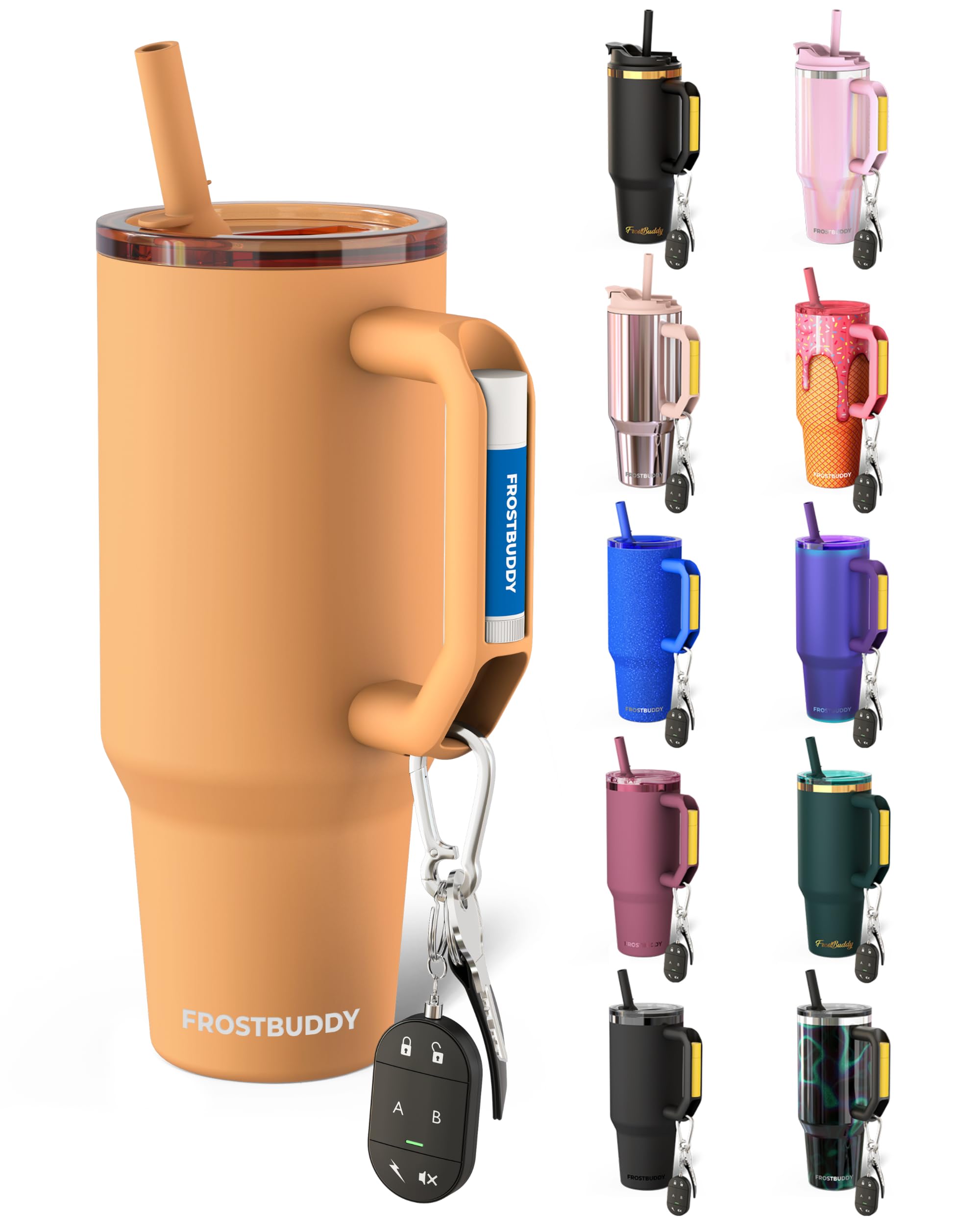 Thicc Buddy - 40 oz Stainless Steel Vacuum Insulated Tumbler with Lid and Straw for Water - Travel Mug Cupholder Friendly - Gifts for Women Men Him Her (Peachy Palm) Image