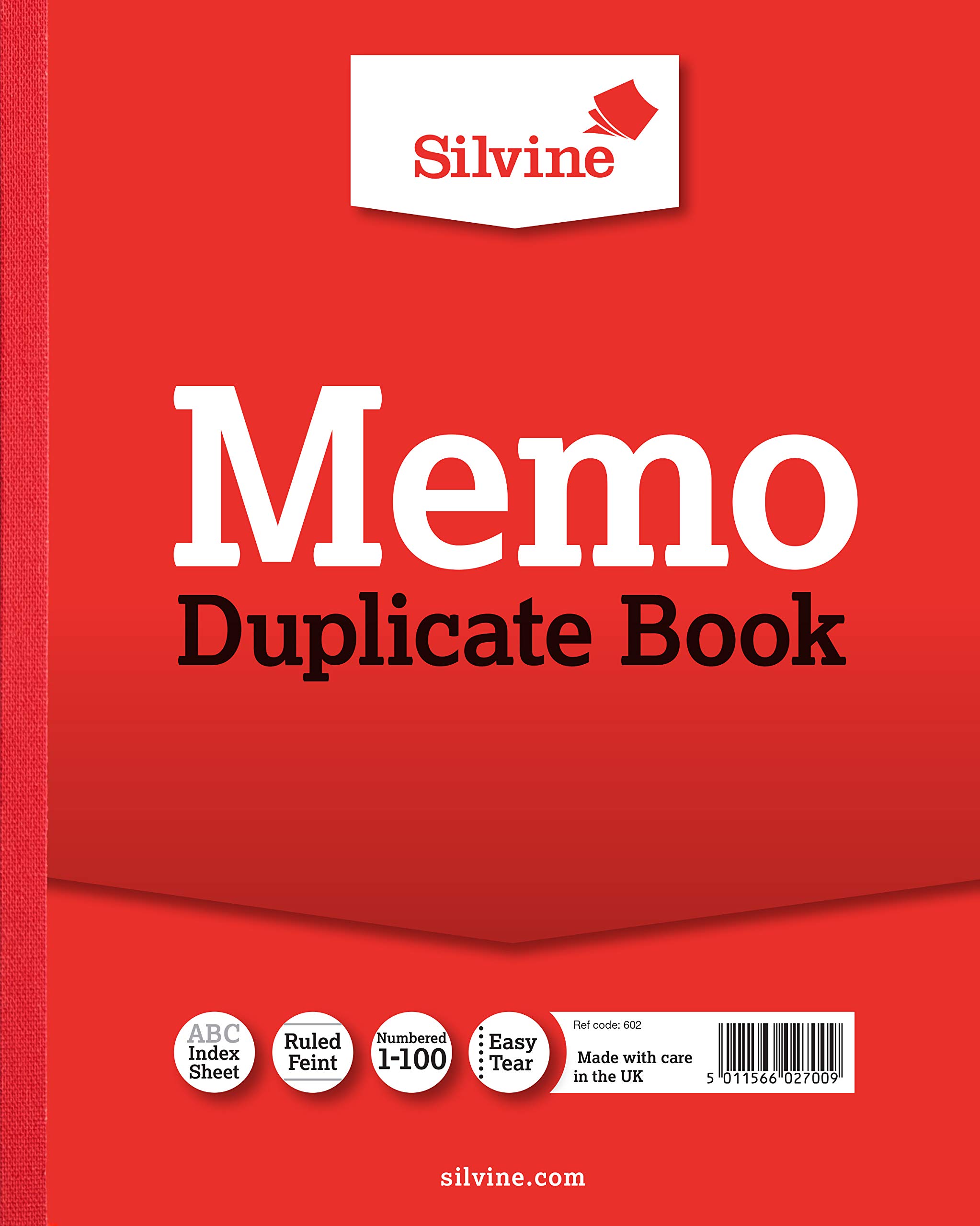 Silvine Duplicate Memo Book - Numbered 1-100 with index sheet (254 x 203mm) [Pack of 6]