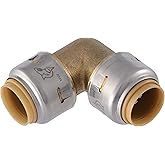 SharkBite Max 1/2 x 1/2 in PTC 90-Degree Elbow, Push-to-Connect Brass Plumbing Fitting, UR248A