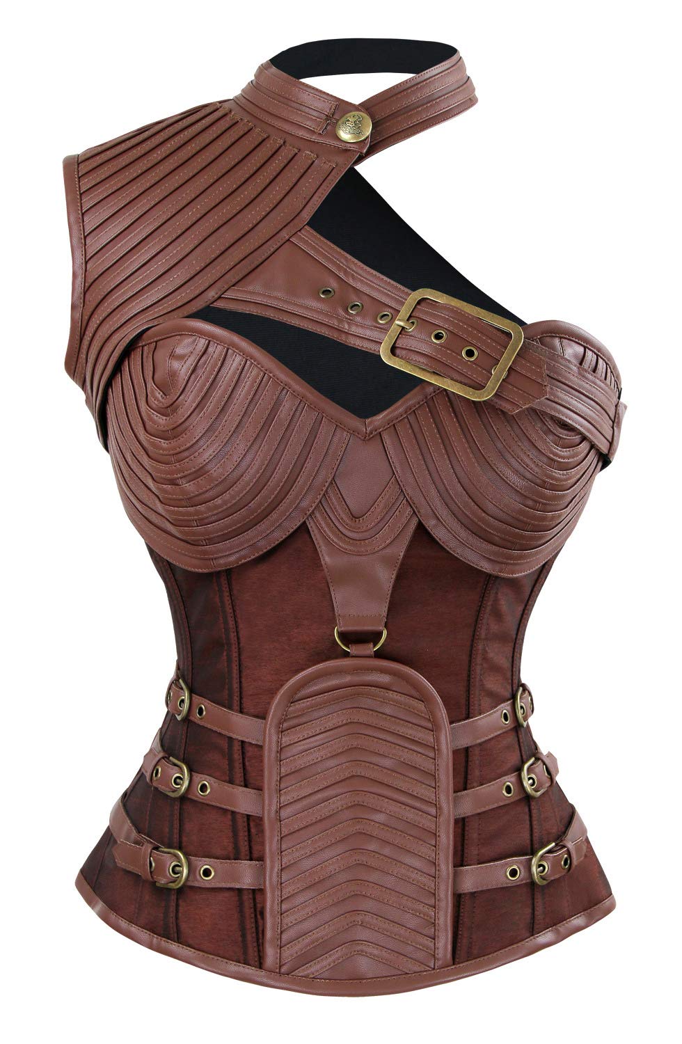 Photo 1 of Charmian Women's Steampunk Gothic Heavy Strong Steel Boned Corset with Zipper Brown XXXX-Large