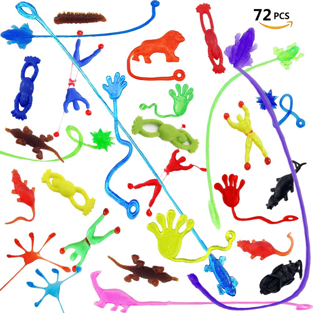 Sc0nni 72 Pieces Vinyl Stretchy Sticky Toy Assortment Including 12